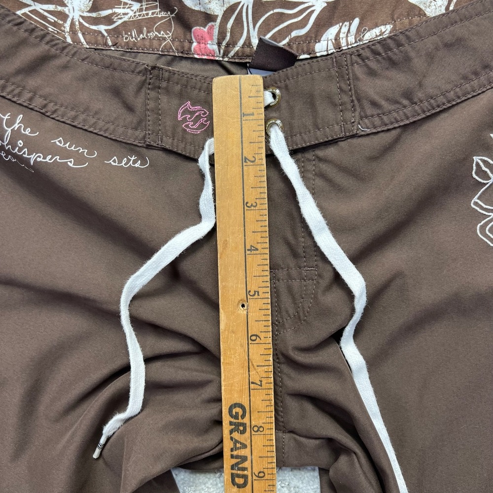 Billabong Board Shorts Womens Size 11 Brown White Floral Swim Surf Beach Y2K - Picture 13 of 15